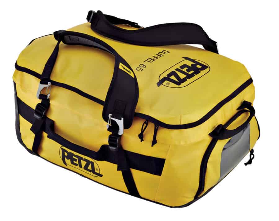 Yellow and black duffel bag with 