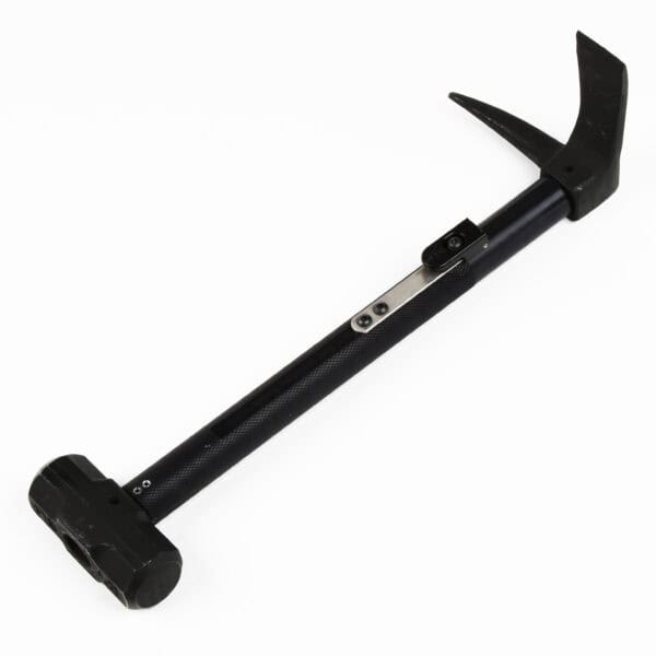 A steering wheel lock with a black, adjustable metal bar and U-shaped hook, designed for vehicle theft prevention, provides professional safety assurance.