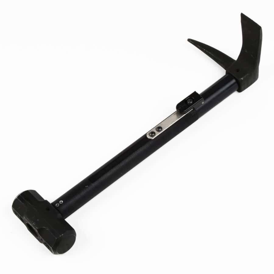 A steering wheel lock with a black, adjustable metal bar and U-shaped hook, designed for vehicle theft prevention, provides professional safety assurance.